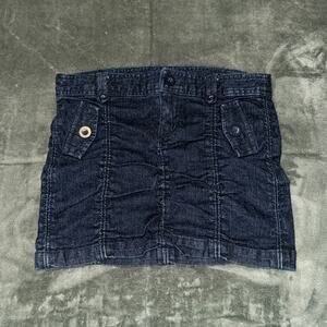 Miley Cyrus & Max Azria Mini Scrunchy Skirt Women's 5 Blue Denim Fits like Small